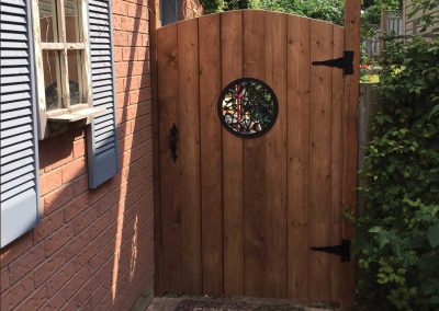 Residential backyard wooden gate